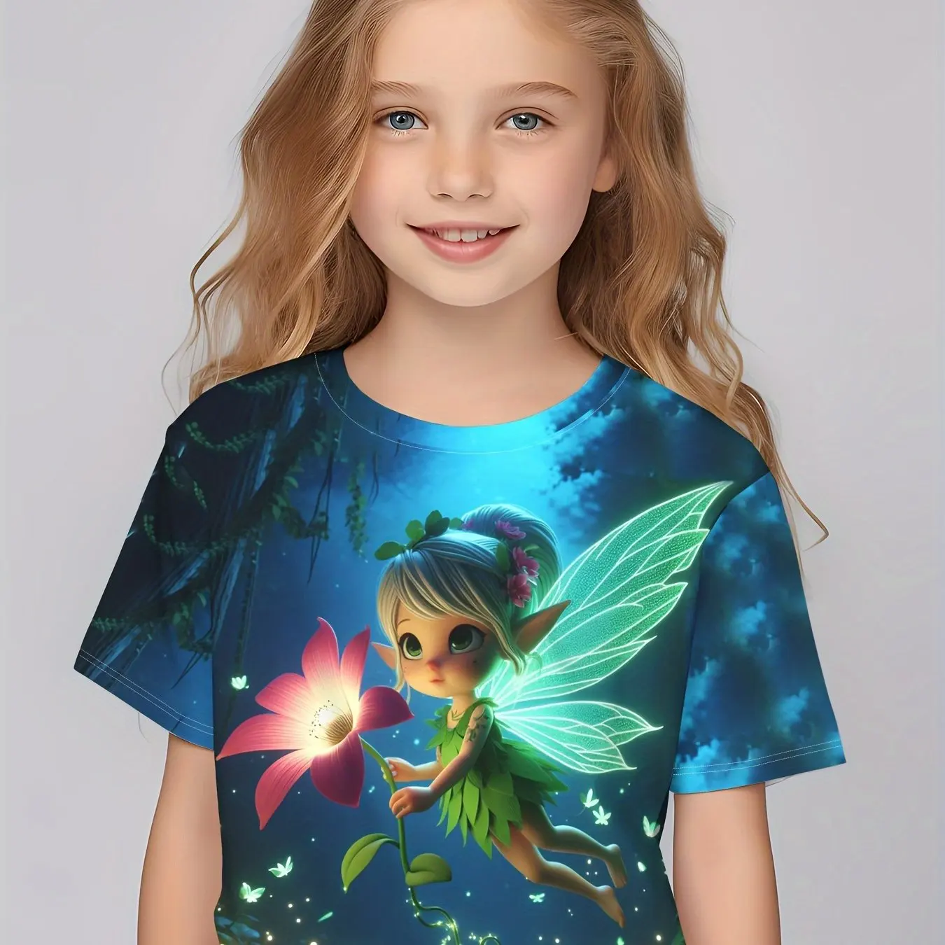 kf-S9d7f629bf3c74380a4dca9c7d0e780c9u-Children-Clothing-Girls-Enchanting-3d-Fairy-Print-Short-Sleeve-T-Shirt-Tops-Comfortable-Crew-Neck-Casual